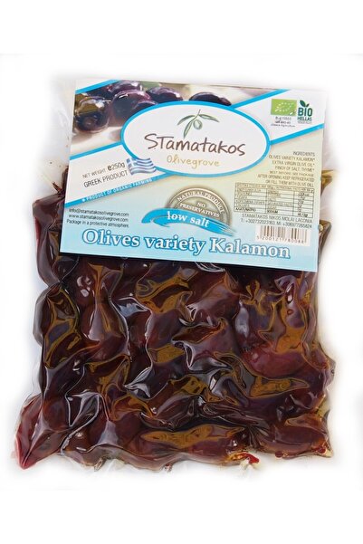 JollyMag Masline Kalamata vidate cu continut redus de sare bio 250g Stamatakos
