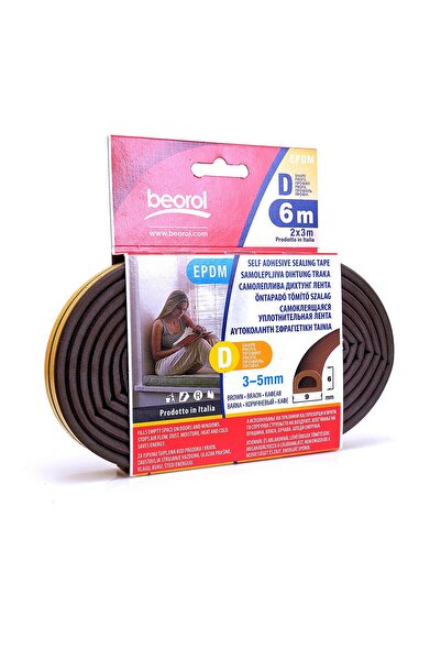 beorol Bandă de etanșare pentru uși și ferestre, maro, profil D 2 x 3 m,