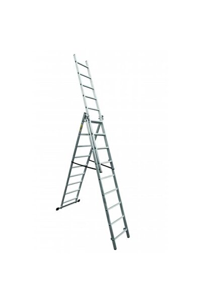 Drabest Scara aluminiu, 3 tronsoane, 9 trepte, max 150 kg, 4.81 m,