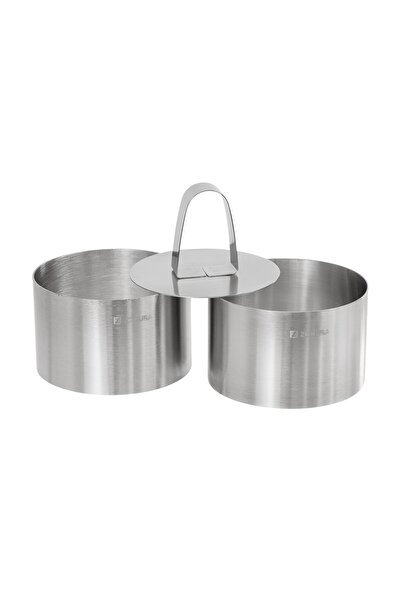 Zokura Set 2 inele de patiserie din inox cu presă, 8 x 5 cm -