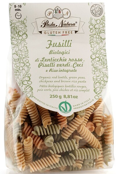 Pasta Natura Fusilli Tricolore Bio Fără Gluten, 250 g