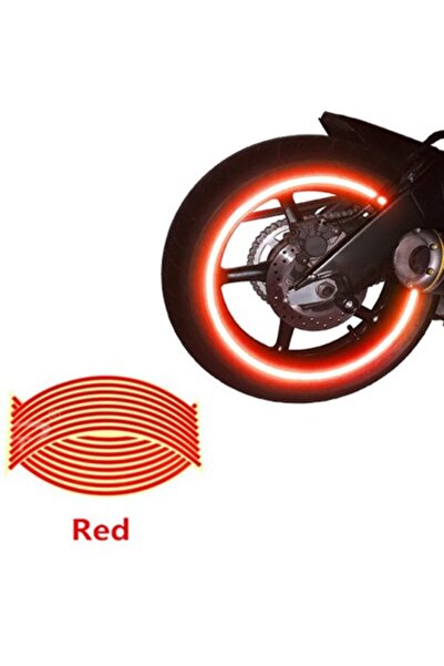 JollyMag Set 16 ornamente Reflectorizante pentru jante auto, moto, culoare Rosie