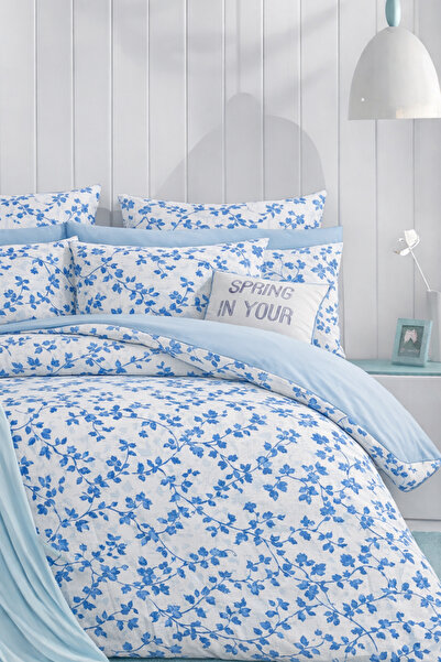 İQON Σετ Παπλωματοθήκη Μονό Σεντόνια SARMAŞEK BLUE