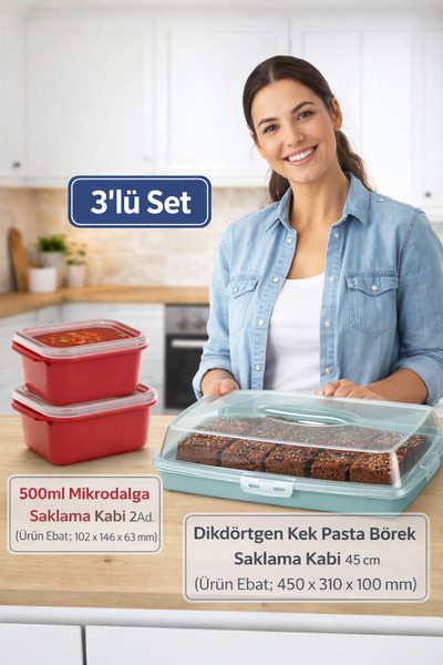 PONÇİK STORE حاوية تخزين مستطيلة الشكل من البوركام لحفظ الكيك والمعجنات، مقاس...