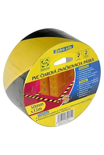 Strend Pro Bandă adezivă de avertizare, galben-negru, 50 mm x 33 m