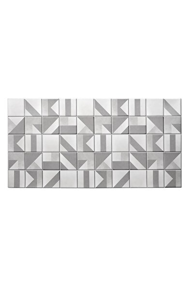 Artool Panou decorativ, PVC, model marmurat, geometric, alb și gri, 96 x 48,5 cm