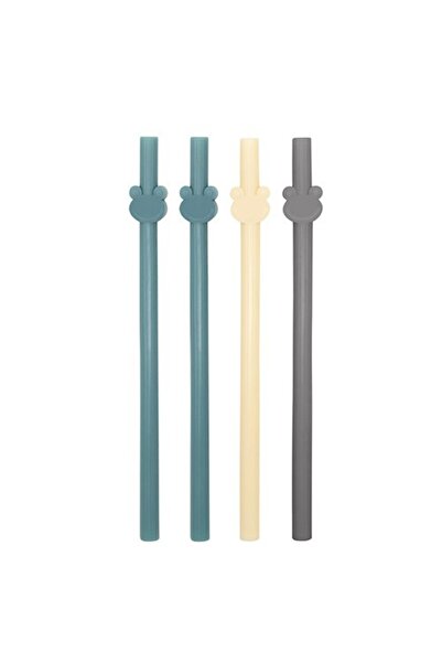 Babyjem Sada 4 opakovaně použitelných silikonových brček (barva: tyrkysová)