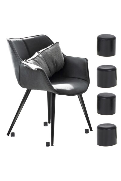 JollyMag Set of 4 anti-scratch protectors for chair legs, diameter 19mm, blac...