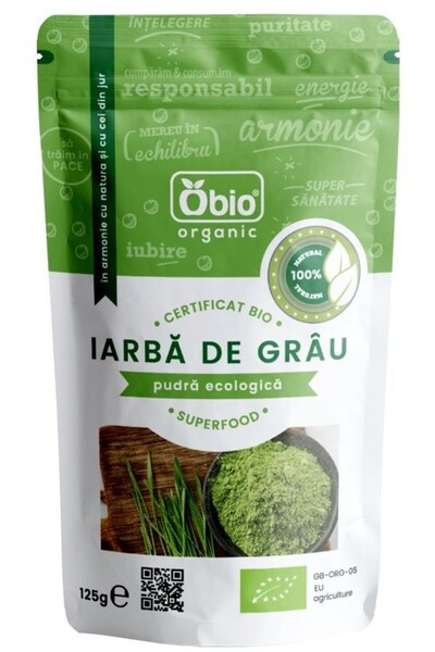 OBİO Iarba de grau pulbere 125 g