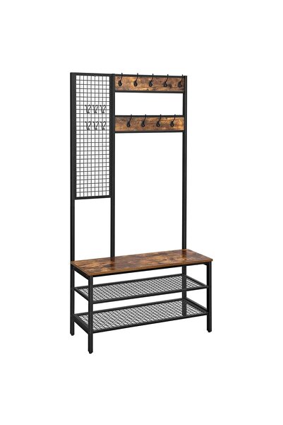 JollyMag Cuier cu 2 rafturi pentru incaltaminte, Vasagle, banca, pal si otel,...