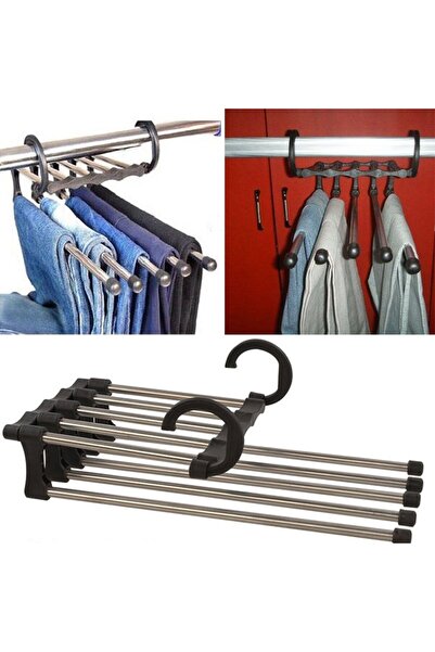 JollyMag Umeras pliabil pentru 5 perechi de pantaloni, suport metalic cromat