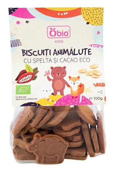 OBİO Biscuiți cu forme de animale și speltă și cacao bio 100g