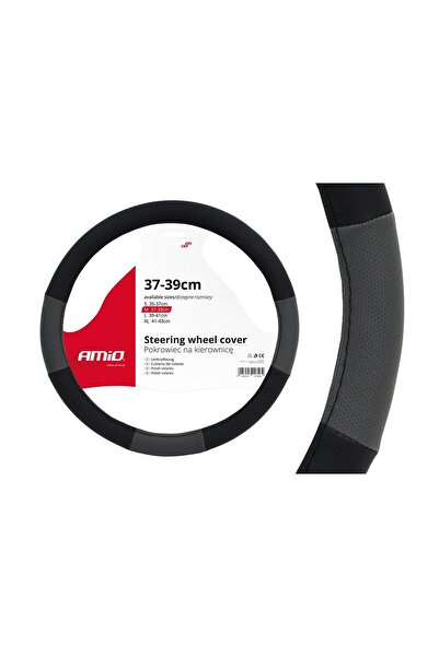 AMIO Husă volan negru + gri SWC-05-M (37-39 cm)