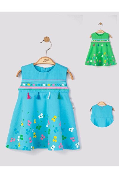 JollyMag Rochita de vara pentru fetite Ciucurasi, Tongs baby (Culoare: Albast...