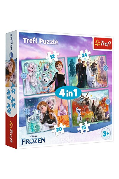 Trefl Puzzle 4 în 1 - Disney Frozen 2, Uimitoarea lume Disney, 12/15/20/24 piese