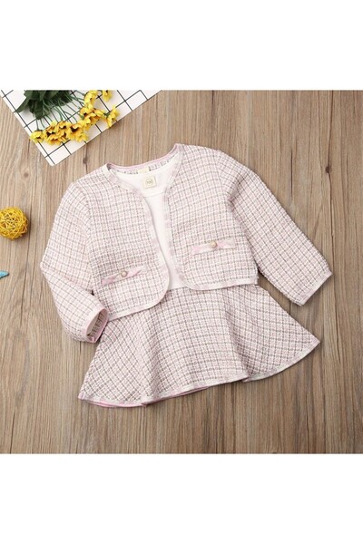 JollyMag Drool jacket and dress set (Size: 90, Color: White with black)