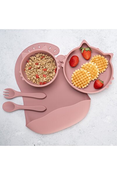 APPEKIDS Set 5 piese diversificare din silicon, AppeKids Kitty Old Rose