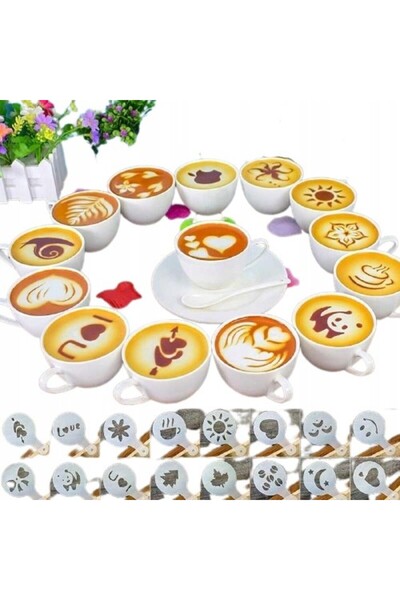 JollyMag Set 16 sabloane reutilizabile pentru ornarea desertului sau a cafelei