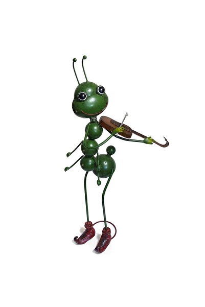 JollyMag Decoratiune gradina, metalica, greiere cu vioara, 27x17x68 cm