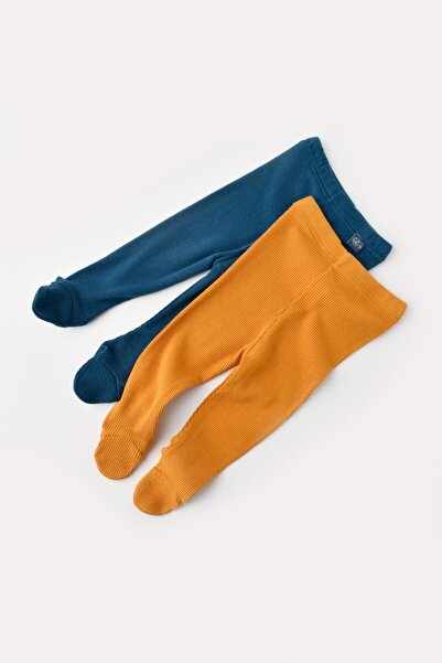 BabyCosy Set 2 pantaloni cu botosei bebe unisex din bumbac si modal - Bleumar...