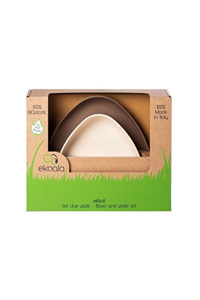 eKoala Set 2 farfurii, eKoala, BIOplastic, Alb/Maro