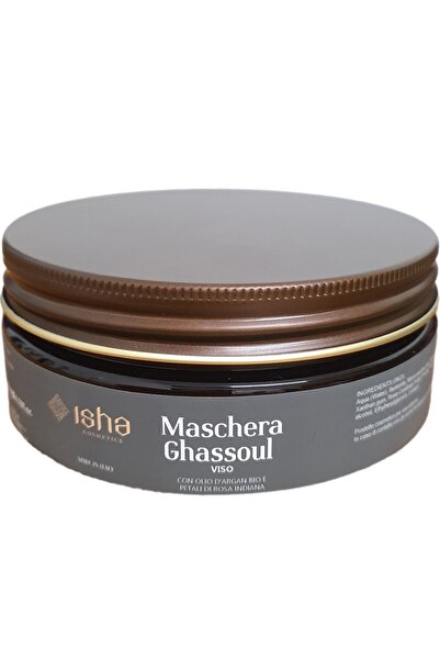 isha Mască facială cu argilă Ghassoul și ulei de argan, 200 ml,