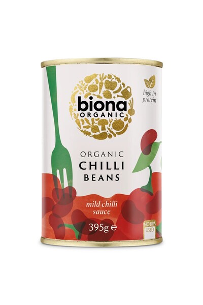 biona Fasole roșie în sos chili, 395 g,