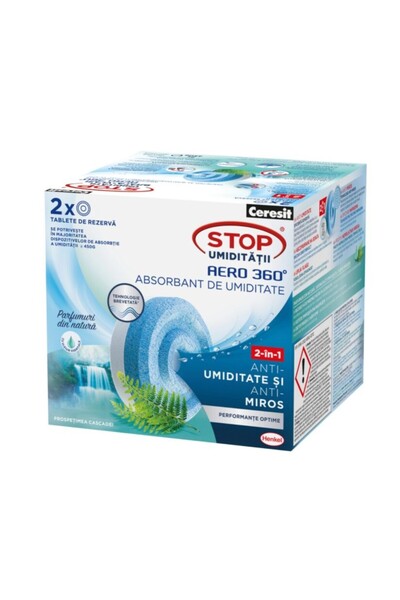 Ceresit Dezumidificator rezerva absorbant umiditate Aero 360°, 900 g, 2 buc,