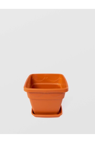 sterk Ghiveci pătrat, Sterk, numărul 4, culoare maro, farfurie inclusă