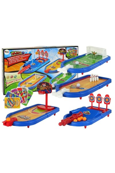 LeanToys Set de jocuri 4 în 1 pentru copii, baschet, fotbal, bowling și țintă...
