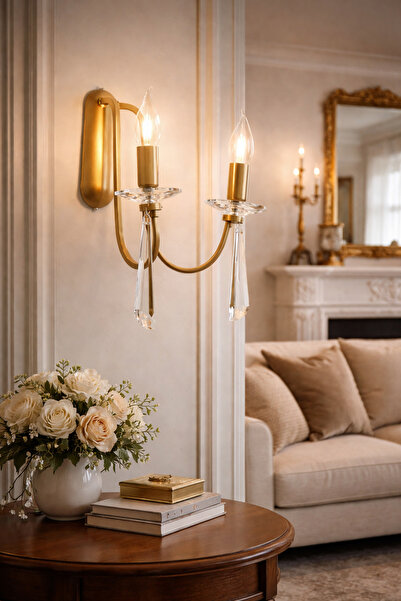 Apliqa Crystal wall lamp Hubrom, DAMIAN 4106-02WW-FR 32x22 cm 2xE14-40W Antique