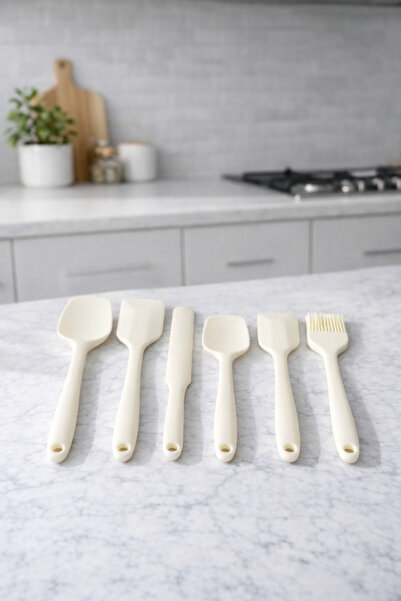 Janset طقم تقديم للمطبخ مصنوع من السيليكون بنسبة 100% مكون من 6 قطع، طقم ملاعق