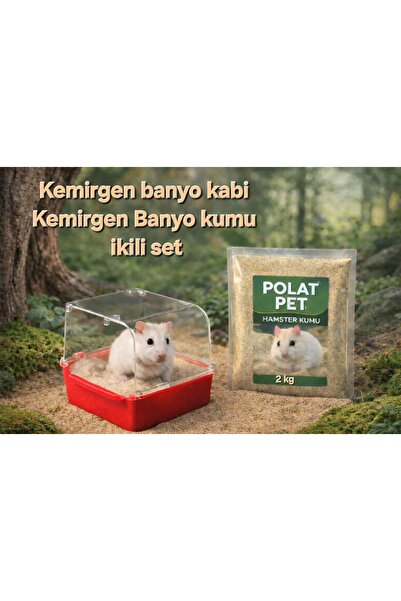 polat pet Hamster,ginepig banyo kumu 2 kg ve Banyo kabı ikisi bir arada
