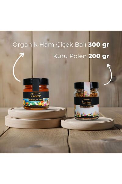 Organik Süzme Ham Çiçek Balı 300gr Doğal Organik Kuru Polen 200gr
