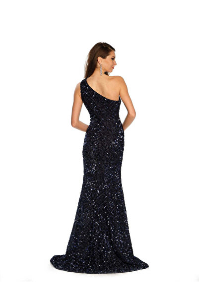 SELİN MODA EVİ Kadife Pullu Elbise Siyah 583150