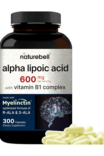 Naturebell Alpha Lipoic Acid Complex, 600mg, 300 Capsules 4-in-1 Myelinctin F...