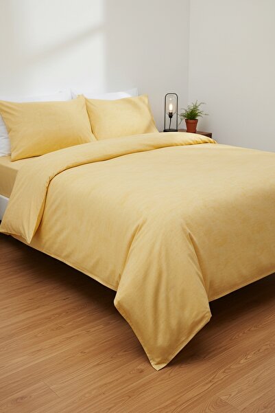 Gasel Home Solid Color Cotton Fabric Double Duvet Cover Set (Elastic Sheet)
