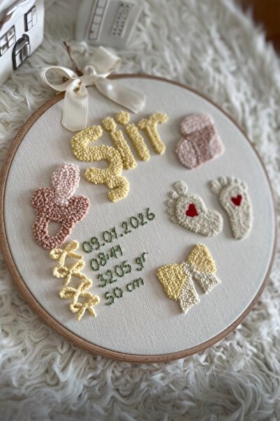 afralya home Bebek/çocuk Odası Isimli Kapı Süsü/punch Nakış Duvar Panosu/bebe...