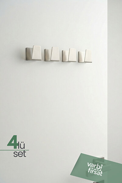 Varbifırsat 4 Pieces of Adhesive Stainless Steel Multi-Purpose Hanger Rack