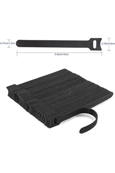 Choice3 50PCS 12x150mm Black Releasable Cable Ties Nylon Loop Hoop Fastener T...