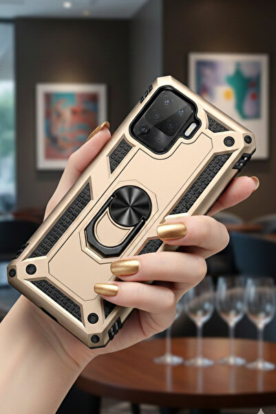 TechTrove Oppo Reno 5 Lite Kılıf Yüzüklü Stand Olabilen Magnetic Tpu Tank Kapak