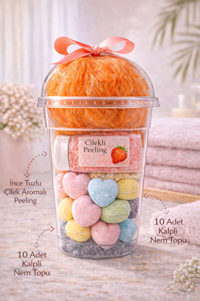 luvesya Banyo & Manikür Bakım Kiti – Lif + Çilekli Peeling + Kalpli Manikür T...