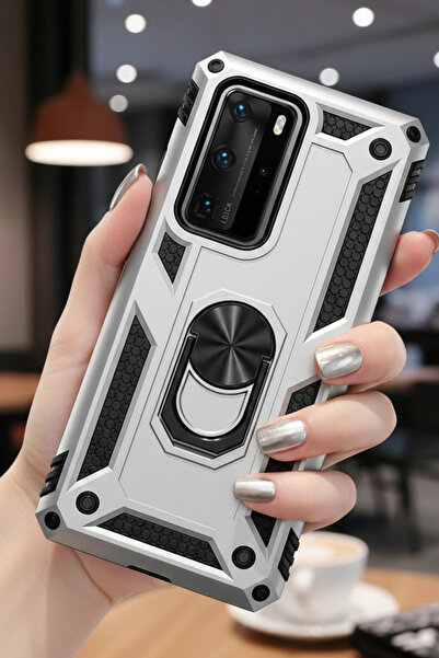 TechTrove Huawei P40 Pro Kılıf Yüzüklü Stand Olabilen Magnetic Tpu Tank Kapak