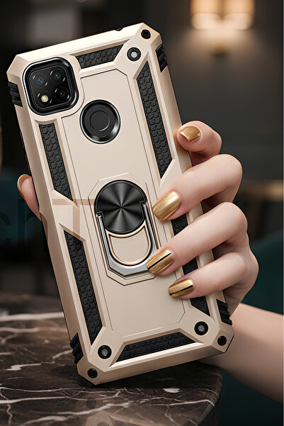 TechTrove Xiaomi Redmi 9C Kılıf Yüzüklü Stand Olabilen Magnetic Tpu Tank Kapak