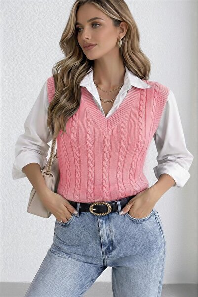 moda mh KADIN SAÇ ÖRGÜ CROP SÜVETER