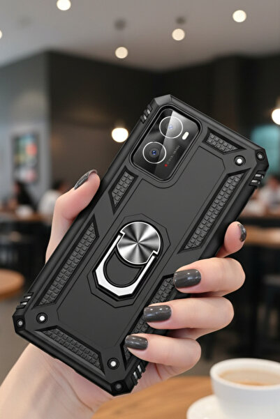 TechTrove Oppo A96 4G Kılıf Yüzüklü Stand Olabilen Magnetic Tpu Tank Kapak