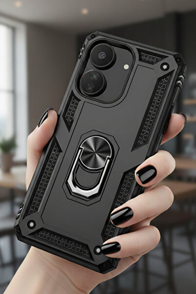 TechTrove Xiaomi Poco C65 Kılıf Yüzüklü Stand Olabilen Magnetic Tpu Tank Kapak