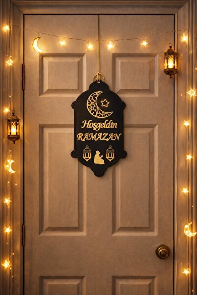 HeiN Hoşgeldin Ramazan Dekoratif Ramazan Süsü Ahşap Kapı Süsü