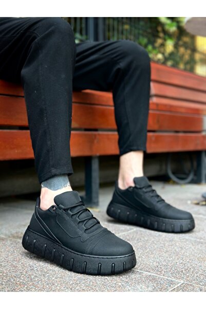 BOA BA0666 BOA Siyah Yüksek Taban Erkek Günlük Ayakkabı