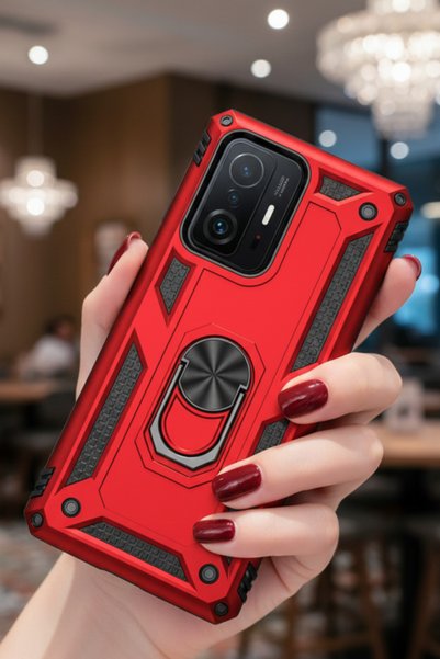 TechTrove Xiaomi Mi 11t 5g Case Magnetic Tpu Tank Cover with Ring Stand